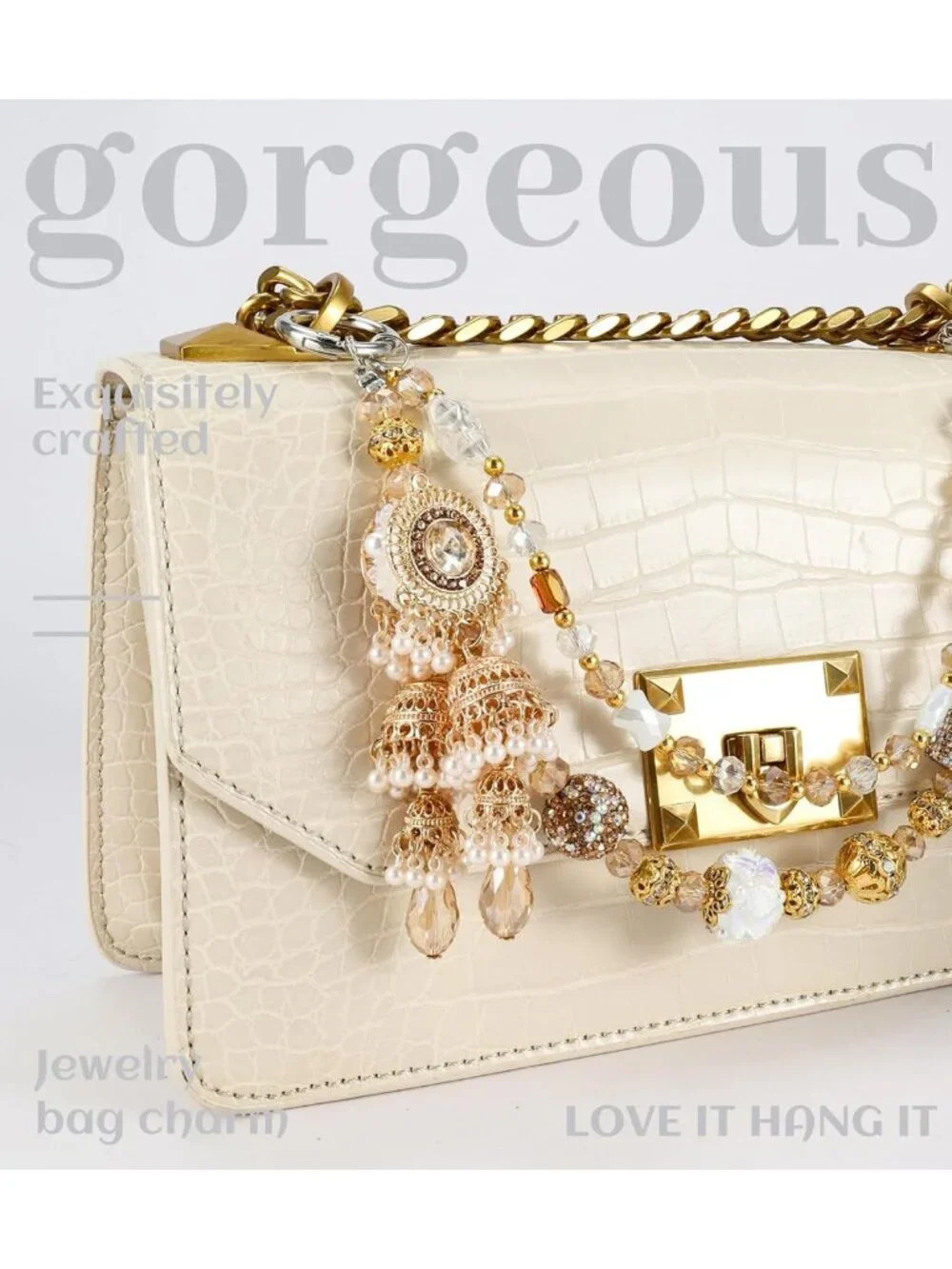 Stylish Jeweled Phone Charms Strap & Bold Bracelet for Women - Trendy Cellphone